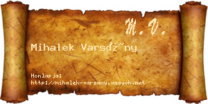 Mihalek Varsány névjegykártya